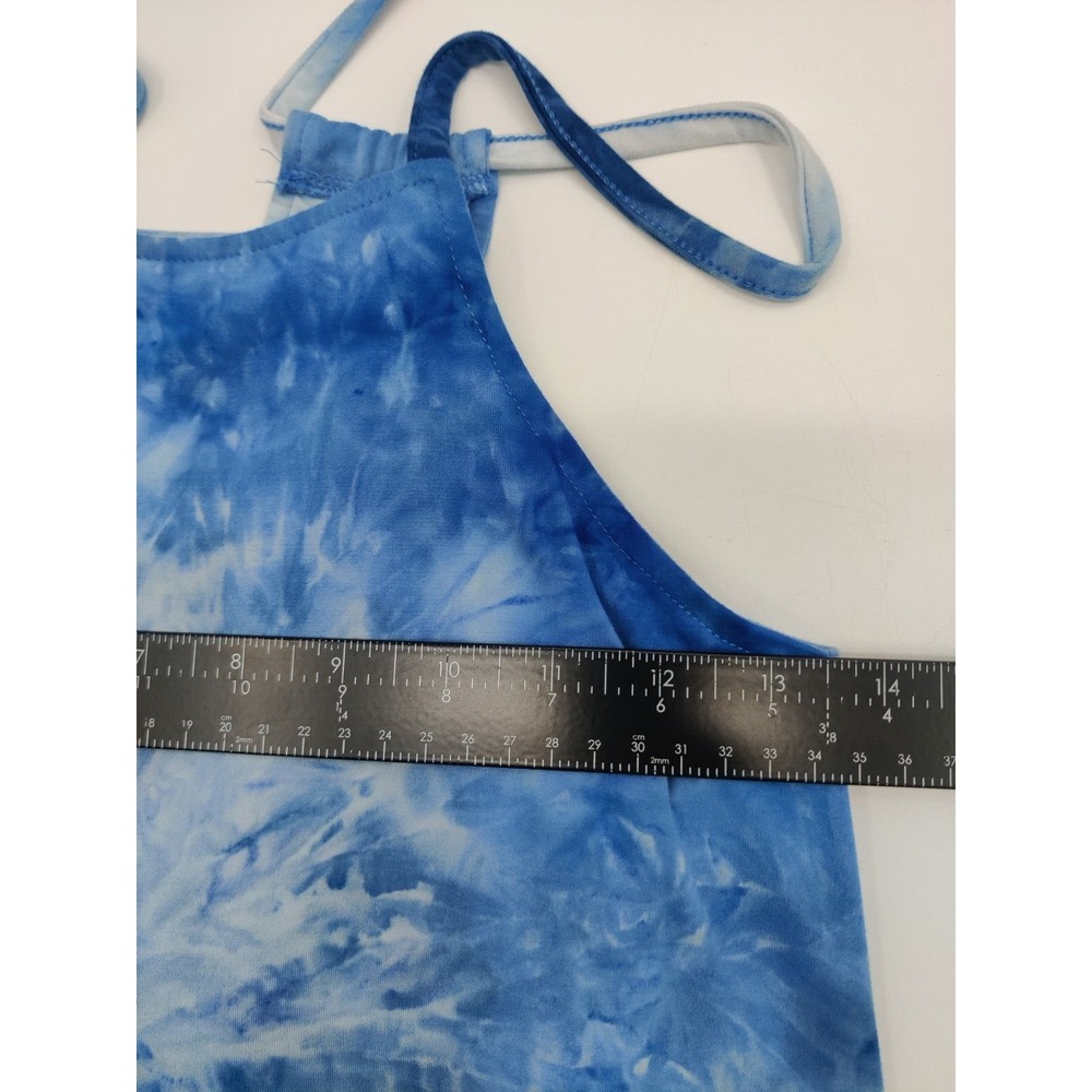 WallFlower Blue Tie Dye Halter Mini Dress with Tassels Womens Small - Picture 7 of 9